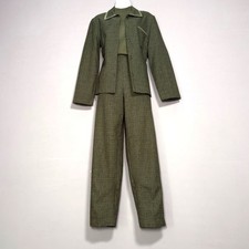 SAG HARBOR Vintage 90s Y2K Polyester Tweed 3pc Suit Blazer Tank Pant Set 14