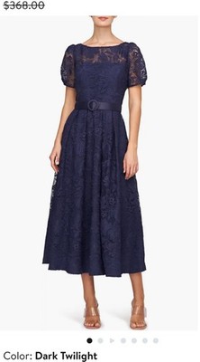 Kay Unger New York Haisley Tea Length Dress Size 12 NWT DK Twilight  MSRP $368