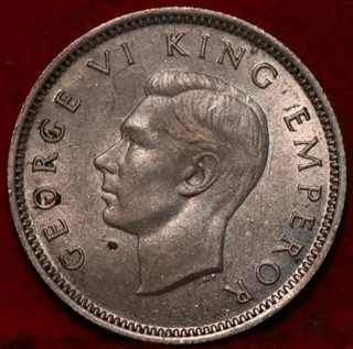 1942 New Zealand 6 Pence Silver Foreign Coin