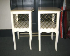 Pair Vintage French Provincial  End Table Nightstand Gold White
