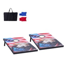Uimoso 3x2FT Wooden Cornhole Game Set with 8 Bean Bags and Carrying Case