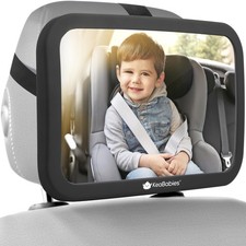 KeaBabies Baby Car Seat Mirror - Wide Shatterproof Backseat Infant Car Mirror fo