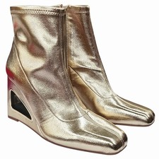 Katy Perry Women's The Hollow Wedge Bootie Gold Ankle Fashion Boots Size 10M