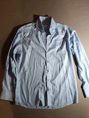 1863 by Eterna Men's Shirt Size 41 16 ,L Modern Fit Blue Cotton Non-Iron