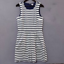 Gap Navy & Mint Green Striped Preppy Summer Dress size 10 Cotton