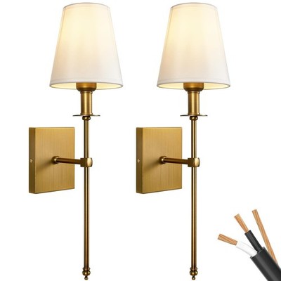 PASSICA DECOR Hardwired Wall Sconces Set of Two 2 Pack Vintage Wall Light Fix...