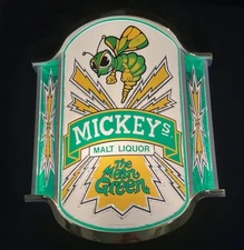Mickeys Malt Liquor Beer The Mean Green Bar Light Up Foil Sign 1983 Hornet Bee