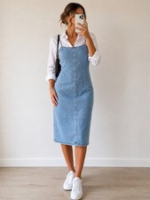 Vintage Y2K Tommy Hilfiger Denim Dress Sz 14 Light Wash Spaghetti Strap NWT