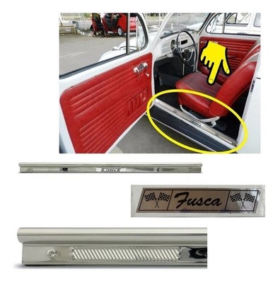 PAIR Set 2pcs Door Covers Scuff Step Sill Plates Aluminum VW T1 Bug Beetle Fusca