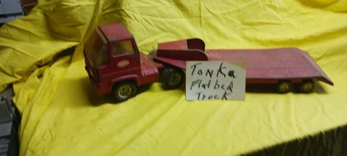Vintage Tonka Toys Mound Metalcraft Truck And Flatbed Trailer