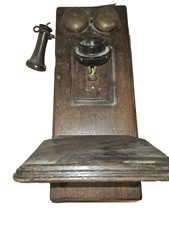 Pre 1940s Antique Phone Made Of Wood Untested