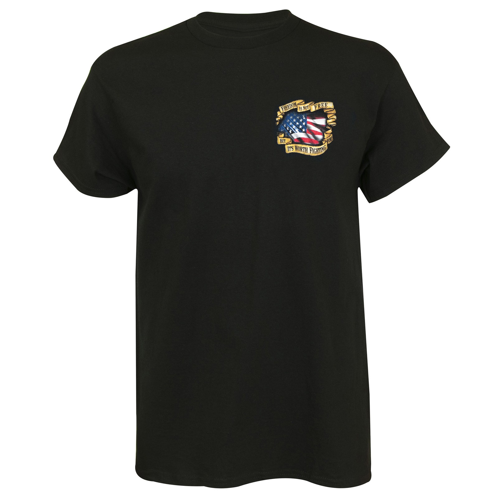 Мужская патриотическая футболка Freedom is Not Free с графическим принтом черного цвета 2XL 2890₽