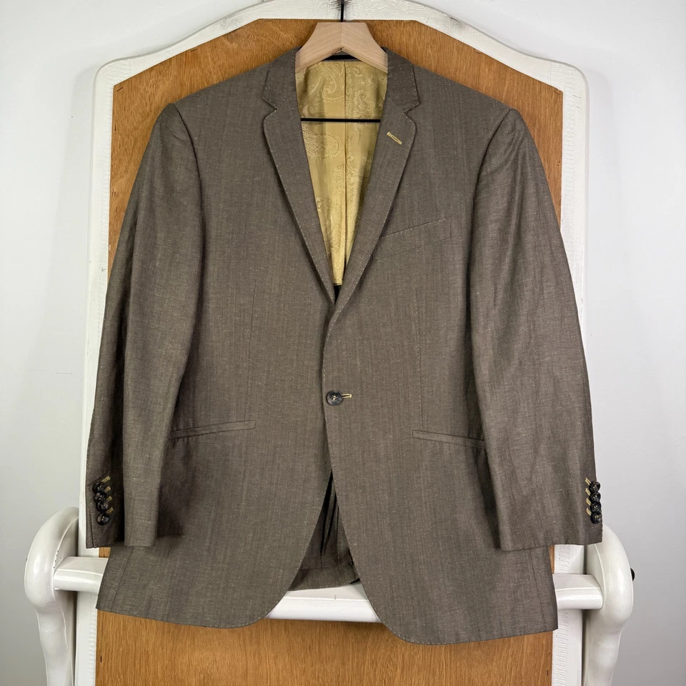 Traje Bachrach Para Hombres 38S Marrón Ojo de Pájaro 1 Botón 100% Lana Pantalones 34x28 MTM Excelente Foto 2 de 4