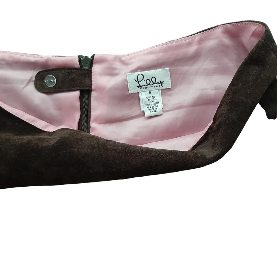 Lilly Pulitzer leather eyelet skirt Size 8 brown pig leather - Image 4 of 4