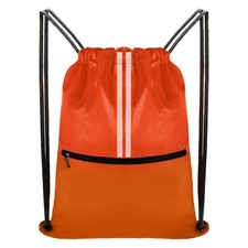 Drawstring Backpack Large Sports Draw String Bag for Women and Men Orange 
