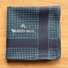 HANDKERCHIEF VINTAGE MEN'S BLUE HOUNDSTOOTH POCKET SQUARE COTTON 17" B1141