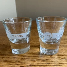 SET OF 2 JAMESON IRISH WHISKEY 1.5 oz Shot Glasses, Frosted with Embossed Base