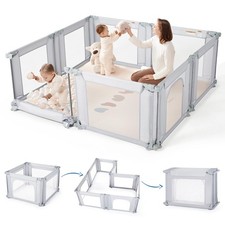 Large Foldable Baby Playpen with Gate - Indoor/Outdoor Toddler Play Yard 59x59