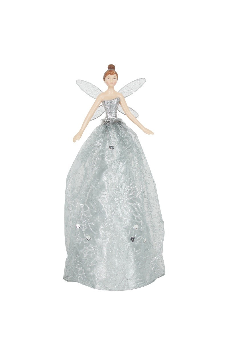 Gisela Graham Large Sparkling Silver Fairy Christmas Tree Topper