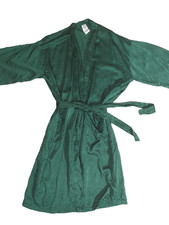 Vintage Reckless 100 Silk Smoking Robe Kimono One Size Dark Green Unisex
