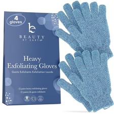 Exfoliating Glove 4 pcs, 2 Pairs - Heavy Shower Gloves for Body Scrub, Exfolia