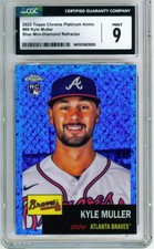 2022 Topps Chrome Platinum Ann Blue Refractor KYLE MULLER rc Braves /199 CGC 9