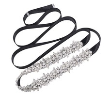 Bridal Belt with Bow Handmade Clear Crystal Sashes Rhinestone Wedding Belt fo...