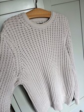 All Saints Mens Jumper beige Kargg Medar Crew Waffle Knit Sweater - Large(TALL)