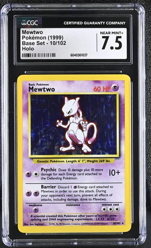 CGC 7.5 Mewtwo 1999 Base Set 10/102 Holo Pokemon Card psa