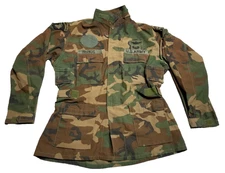US Military Cold Weather Woodland Camo BDU Coat Jacket - Large Long - USED