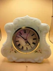 Fenton White Satin Glass Hand Painted Desk Clock Floral Design Signed