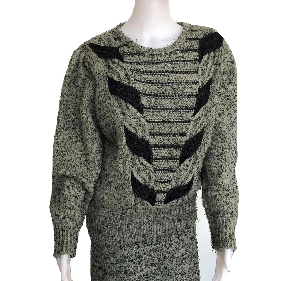 Conjunto de suéter y falda de gran tamaño gris y negro vintage de los años 80 nueva ola talla M Foto 2 de 4