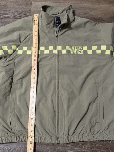 VANS Ronnie Color BL Men’s XL Beige/Yellow Checkered Full Zip Windbreaker image 8