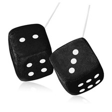 2Pcs Fuzzy Dice, Vintage Soft Square Car Dice Fluffy Rearview Mirror Hanging