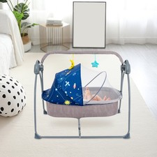 Electric Baby Cradle Crib Infant Auto-Swing Bed Rocker Bluetooth Remote Control
