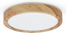 Image of LVL LED Ceiling Light, 12W Wood Grain Flat Small Round Nordic Flush Ceiling Lig