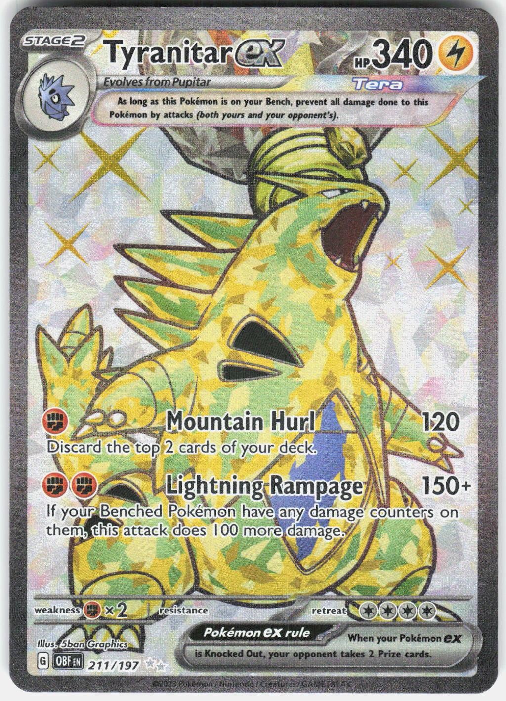 Tyranitar ex 211/197 Ultra Rare Obsidian Flames Pokemon Near Mint
