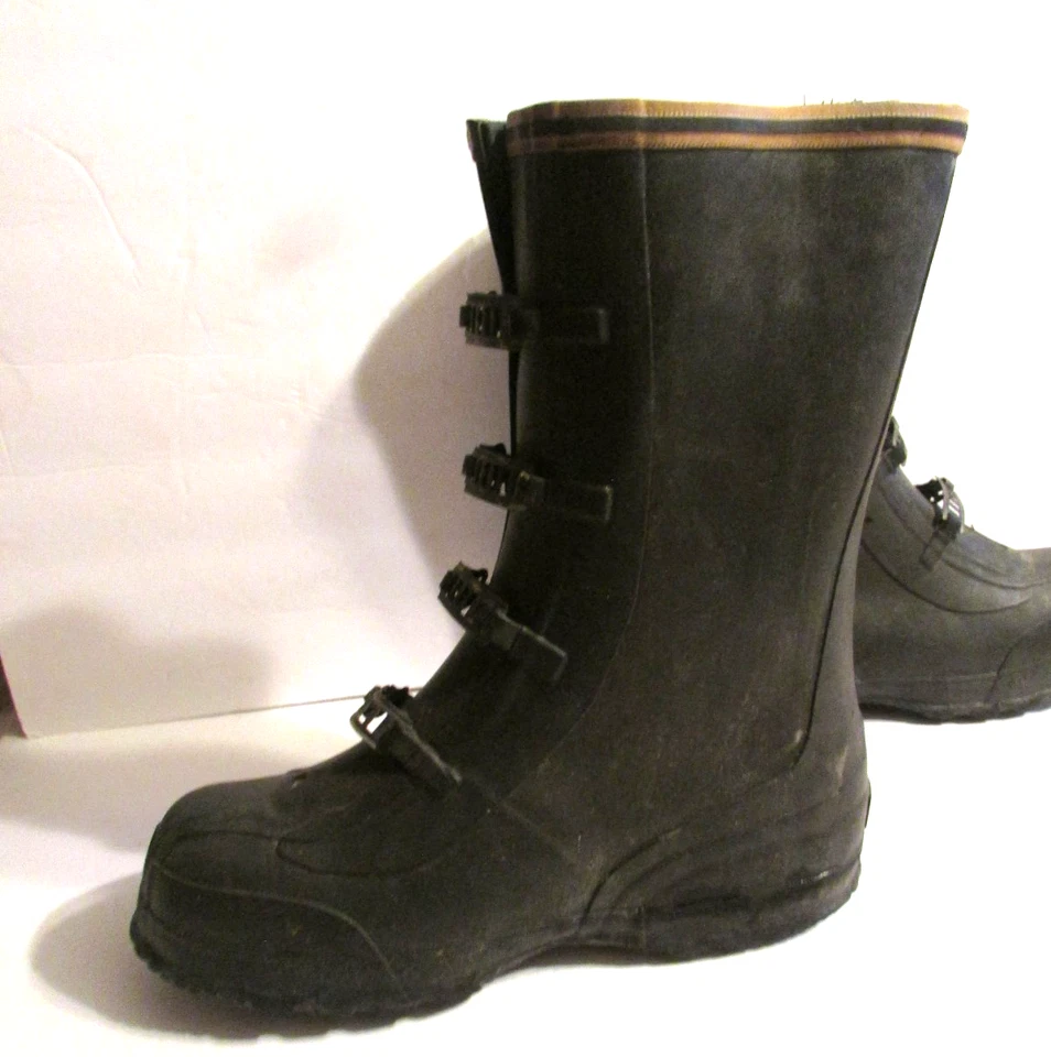 Wolverine Hombres Sobre Zapato Botas 4 Hebillas Negro Goma Trabajo Barro Talla 10 Foto 4 de 4