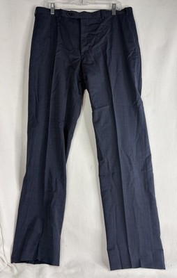 CANALI 1934 Travel Pants Trousers Men 34X31  Blue Current 100% Wool Made Italy