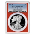 2021-W Proof $1 Type 1 American Silver Eagle Congratulations Set PCGS PR70DCAM