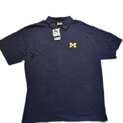 Michigan Wolverines Polo Size 4X NWT Russell Athletic Navy Blue Embroidered Logo
