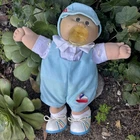 Cabbage Patch Preemie 1985 Wheat Tuft Brown Eyes Pacifier Green Sailboat Romper