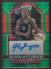 Jackie Young 2023 Panini Prizm WNBA Signatures Green Pulsar #SG-JYG Auto 14/25