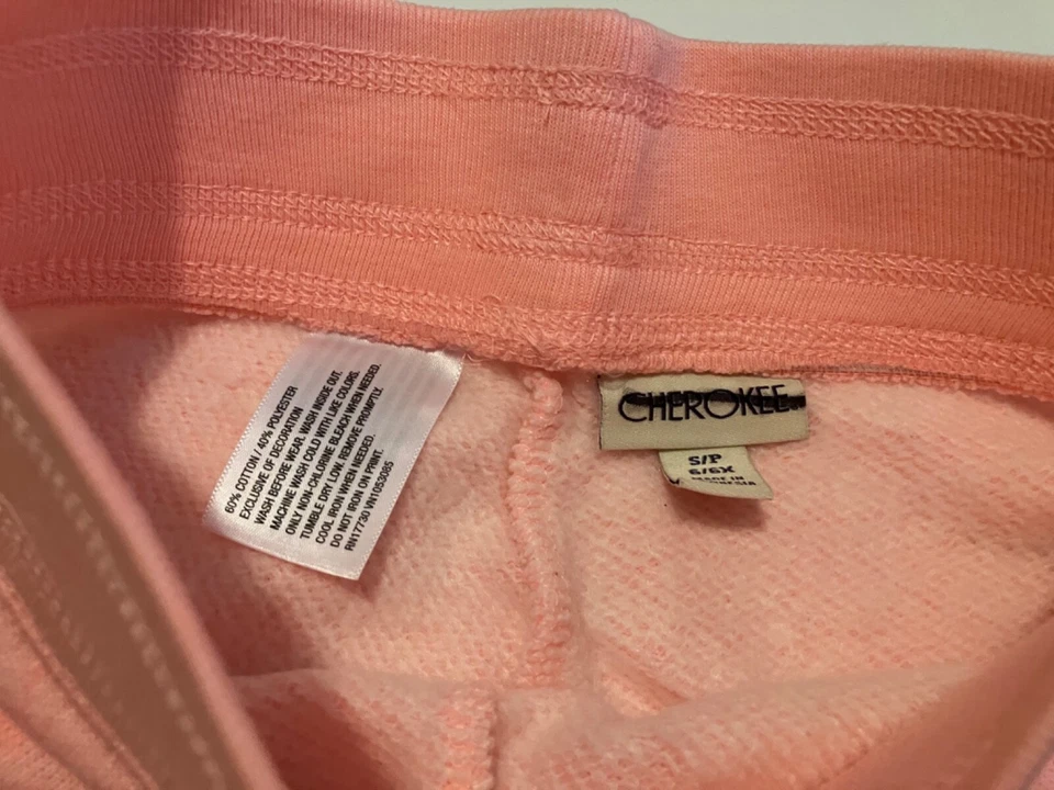 Pantalones deportivos Cherokee Capri para niña talla S 6/6X signo de paz melocotón Foto 4 de 4