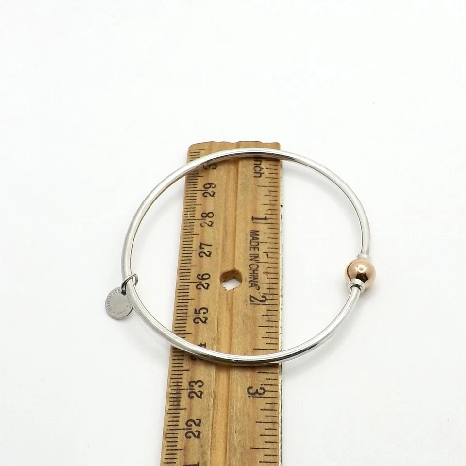 Cape Cod Lifestyle 14K Rose Gold Ball Sterling Silver Bangle Bracelet Rare - Image 3 of 4