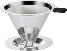 Pour Over Coffee Dripper Slow Drip Paperless Coffee Filter Double Mesh Stainless