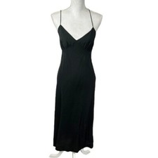 Madewell Women's 4 Sadie Cami- Slip Midi Dress In True Black NWT