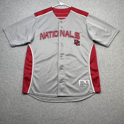 Washington Nationals Jersey Large Gray Red Embroidered Baseball MLB Game Day Fan