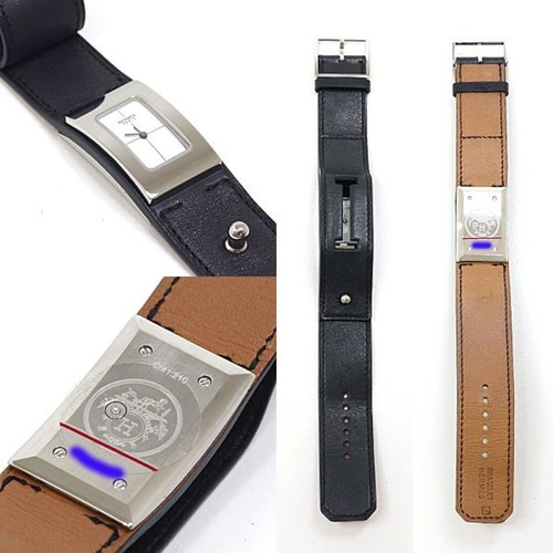 HERMES Cherche Midi Watch Square Quartz Beige Dial Silver Belt Ladies Working - Picture 8 of 24