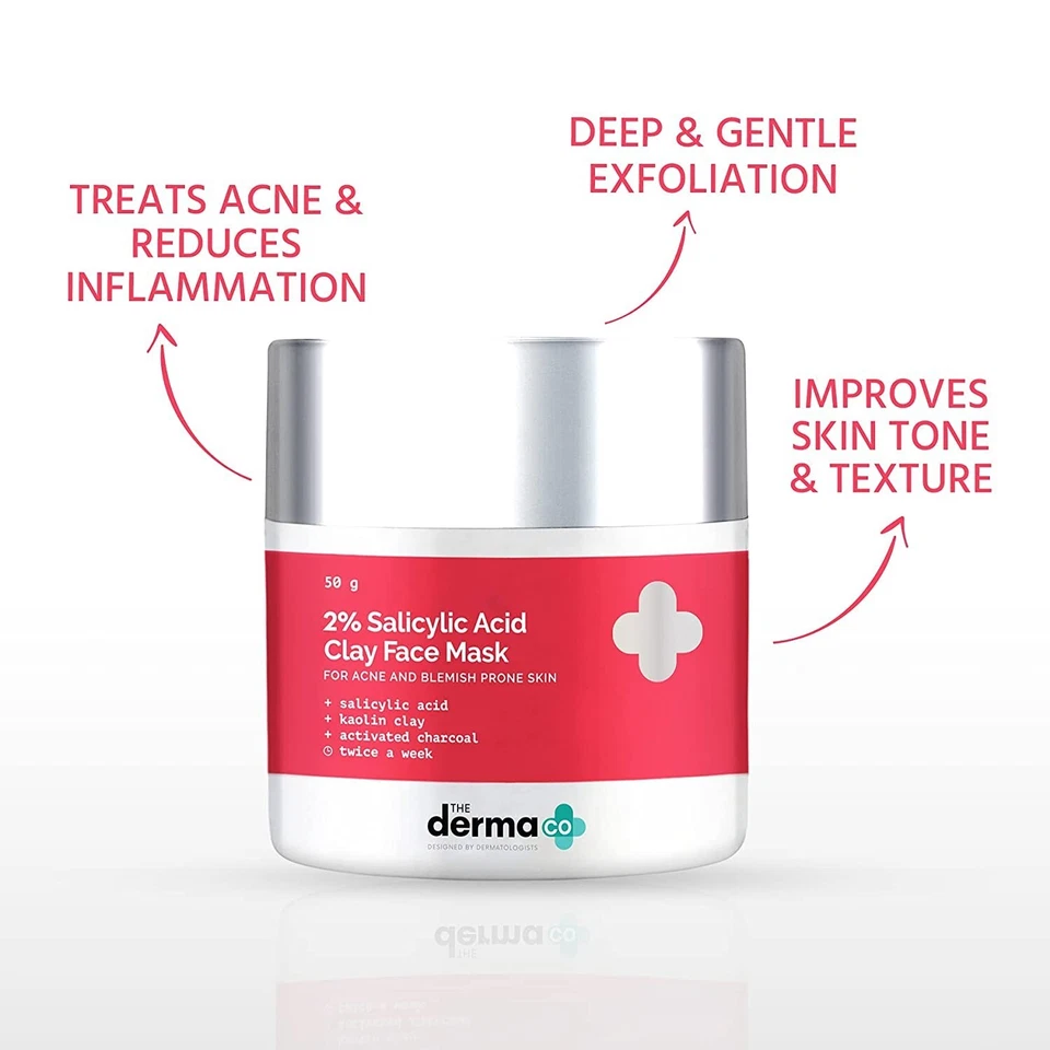 The Derma Co 2% Salicylic Acid Clay Face Mask For Acne & Blemish Prone Skin 50gm - Image 2 of 4